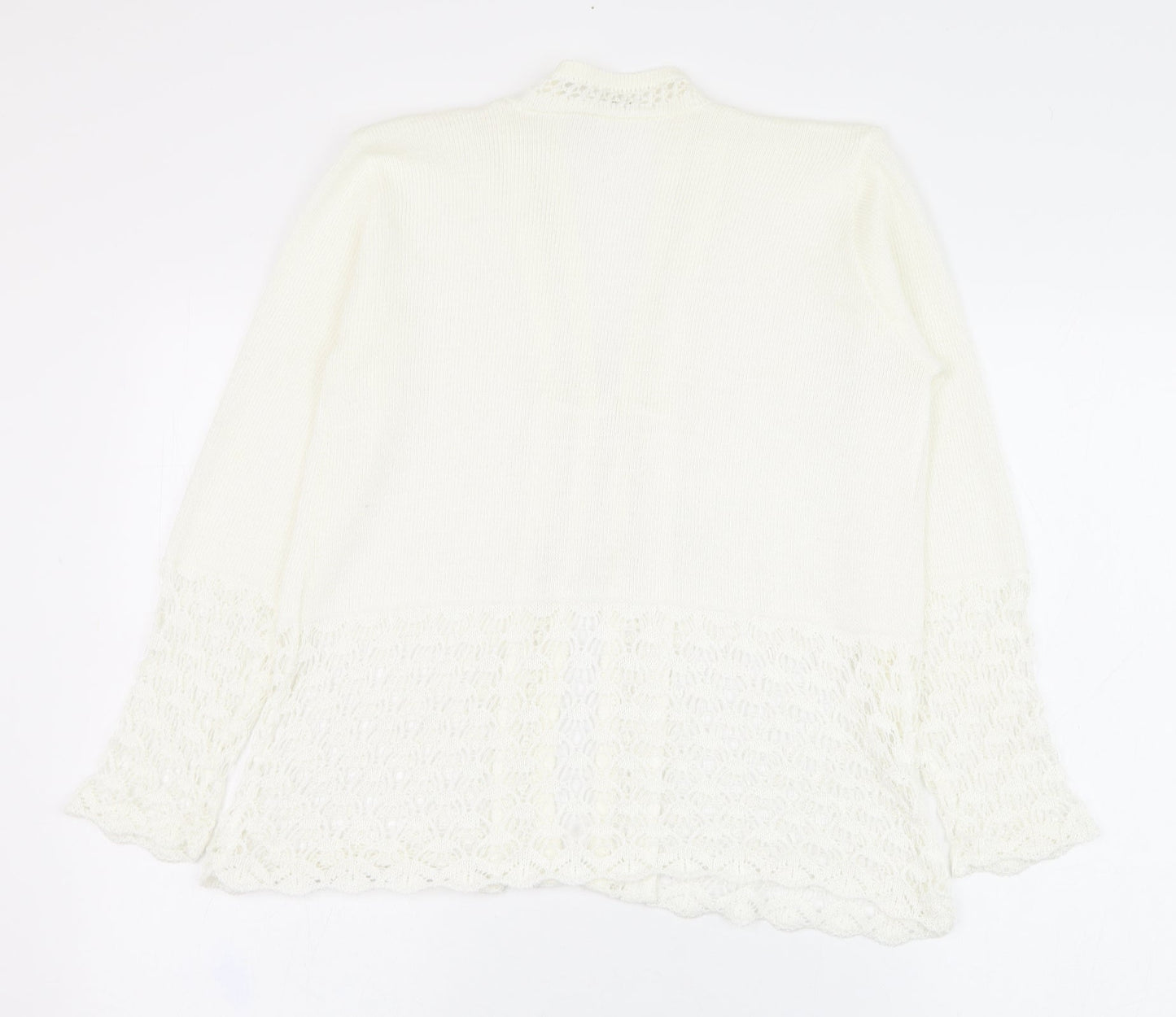Pulse Womens Ivory Round Neck  Polyester Cardigan Jumper Size L