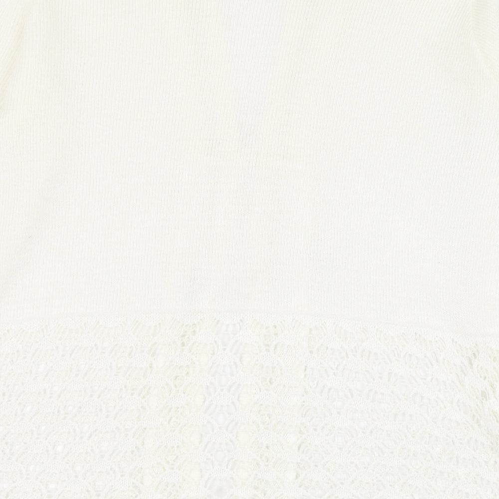 Pulse Womens Ivory Round Neck  Polyester Cardigan Jumper Size L