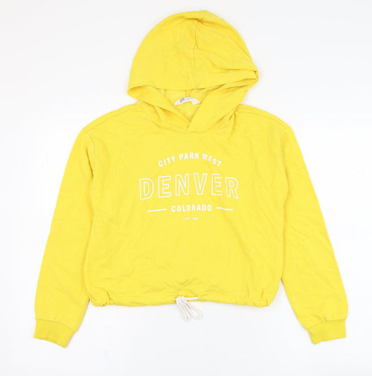 H&M Girls Yellow  Cotton Pullover Hoodie Size 10-11 Years  Pullover - Denver Colorado