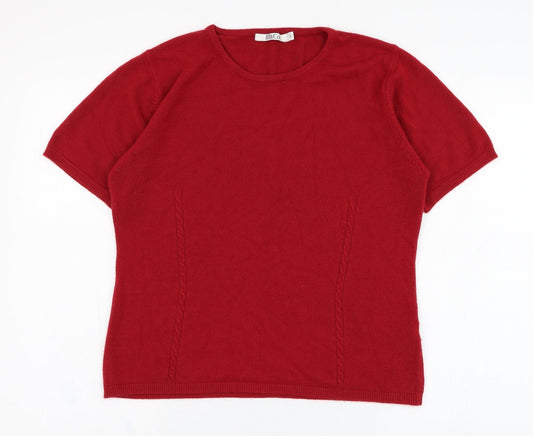 M&Co Womens Red Round Neck  Acrylic Pullover Jumper Size L