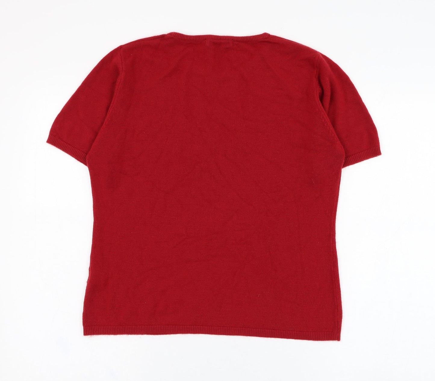 M&Co Womens Red Round Neck  Acrylic Pullover Jumper Size L