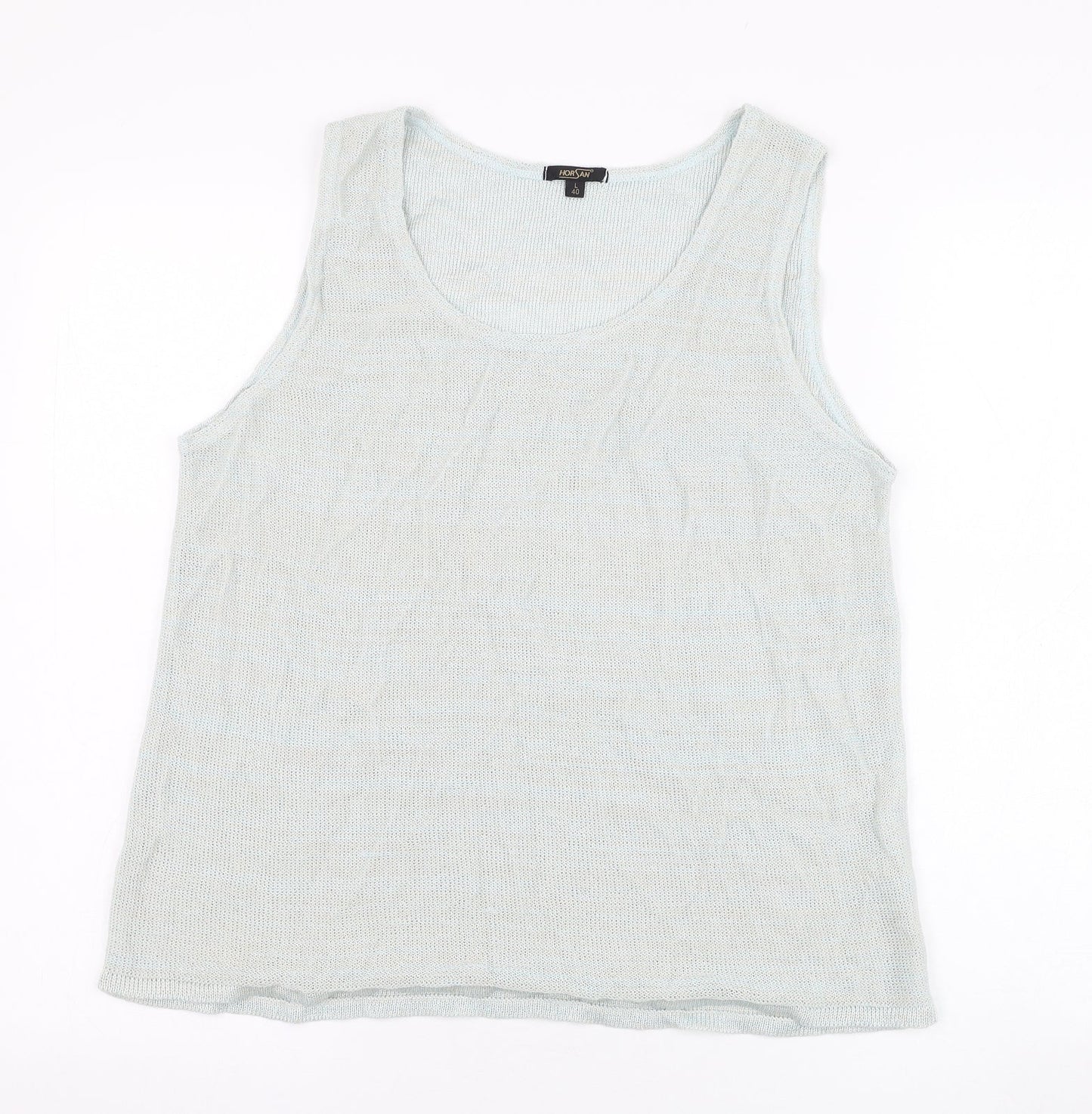 Horsan Womens Green  Linen Basic Tank Size 12 Round Neck