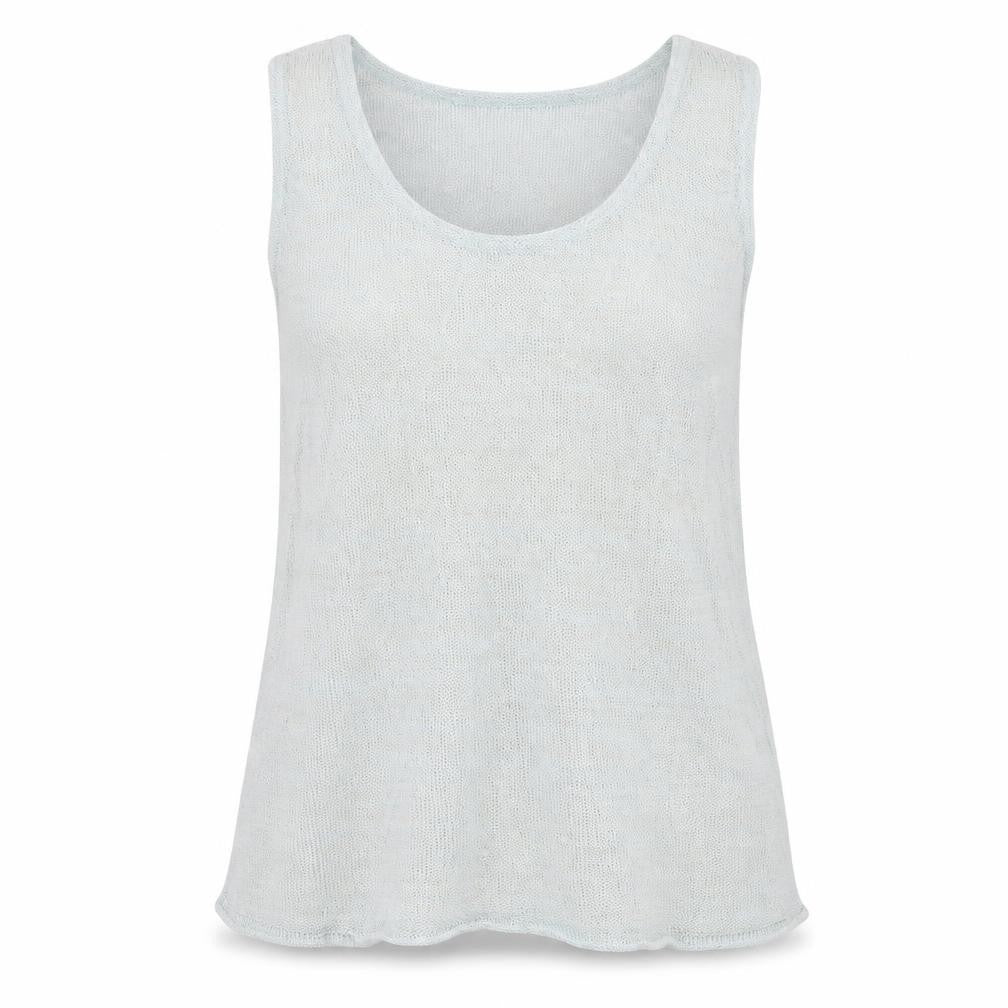 Horsan Womens Green  Linen Basic Tank Size 12 Round Neck