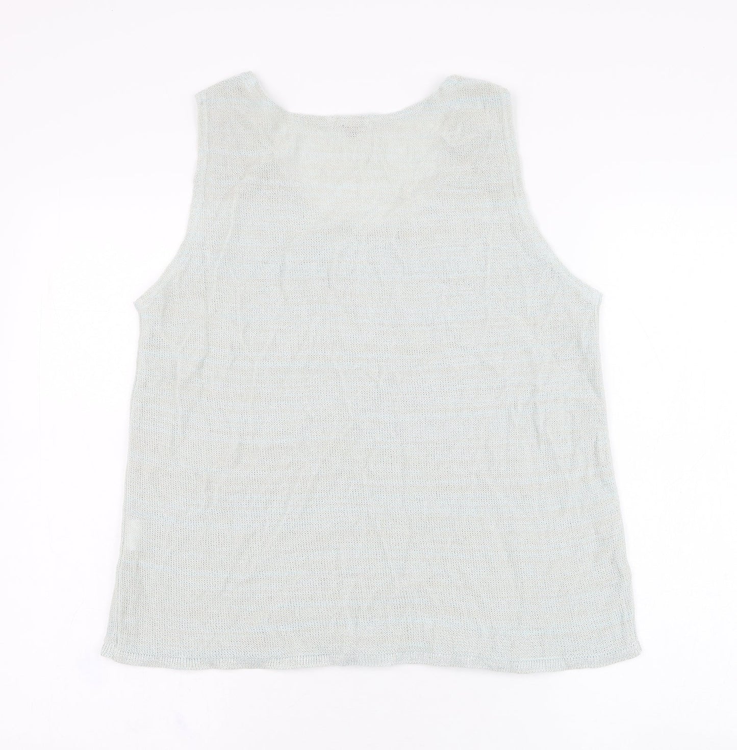 Horsan Womens Green  Linen Basic Tank Size 12 Round Neck