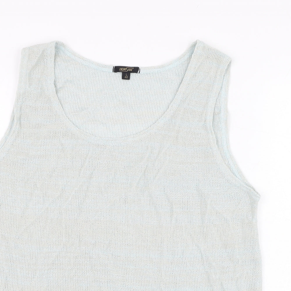 Horsan Womens Green  Linen Basic Tank Size 12 Round Neck