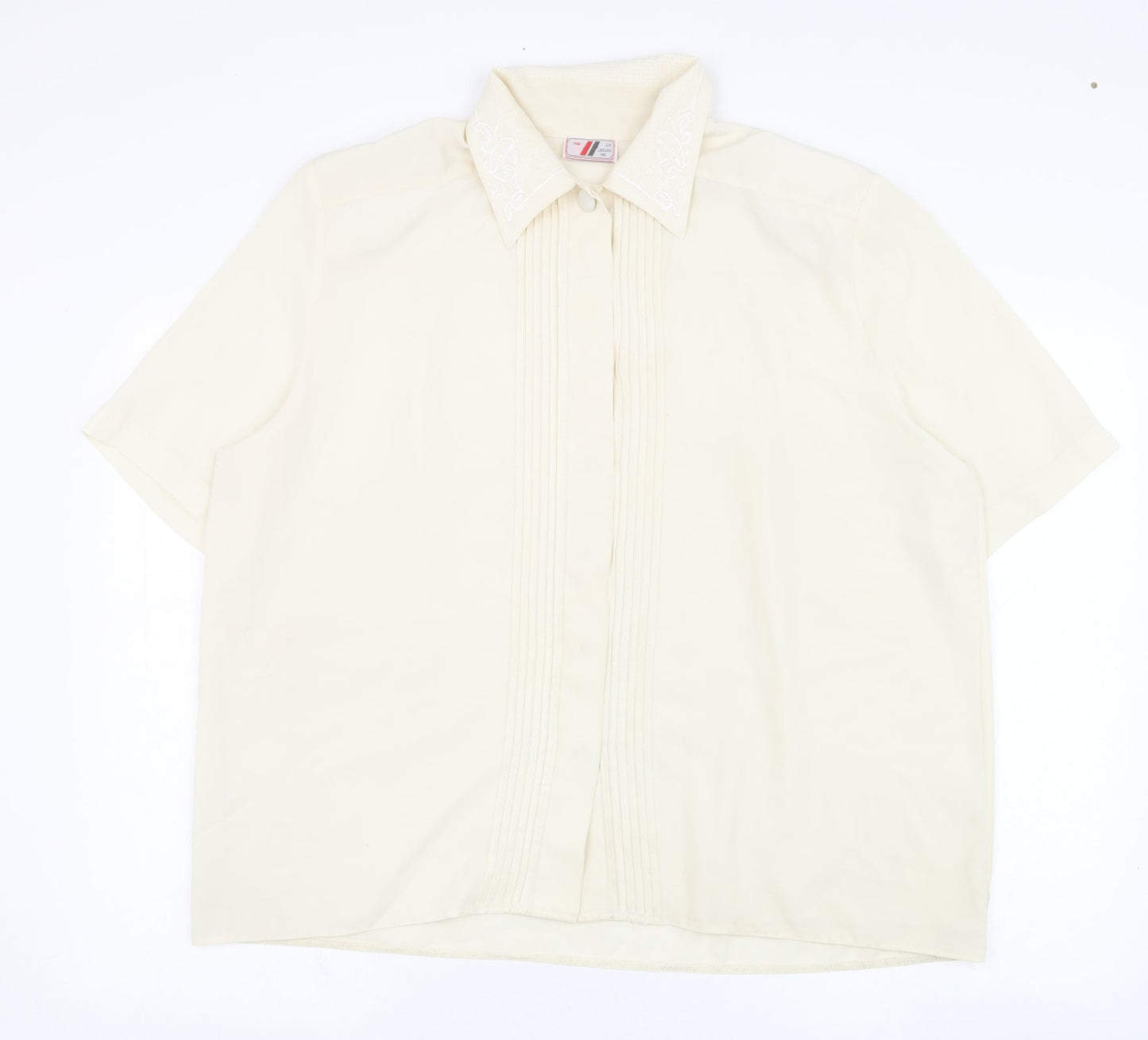 Leisure Time Womens Beige  Polyester Basic Blouse Size 18 Collared