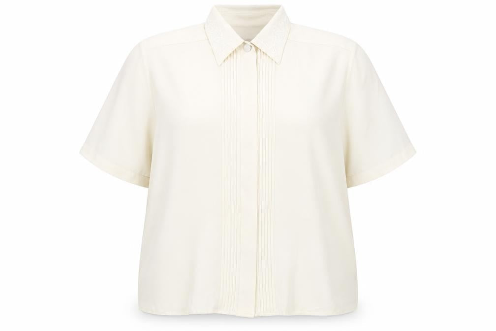 Leisure Time Womens Beige  Polyester Basic Blouse Size 18 Collared