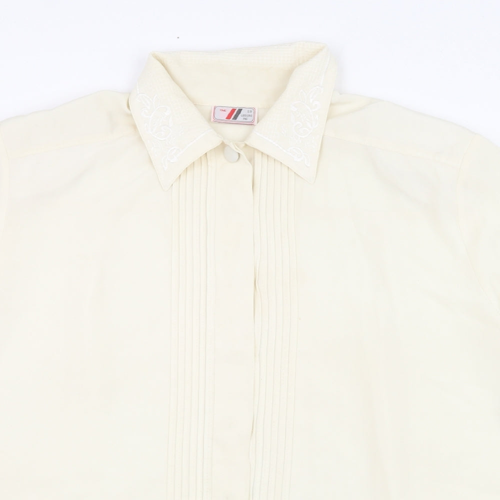 Leisure Time Womens Beige  Polyester Basic Blouse Size 18 Collared