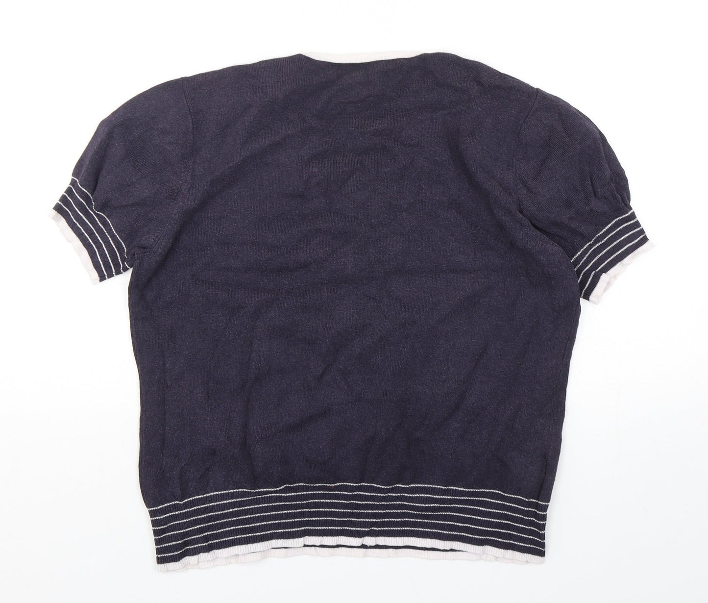 CC Womens Blue V-Neck  Viscose Pullover Jumper Size L