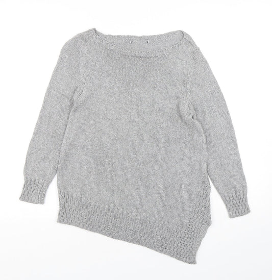Marks and Spencer Womens Grey Round Neck  Viscose Pullover Jumper Size 8