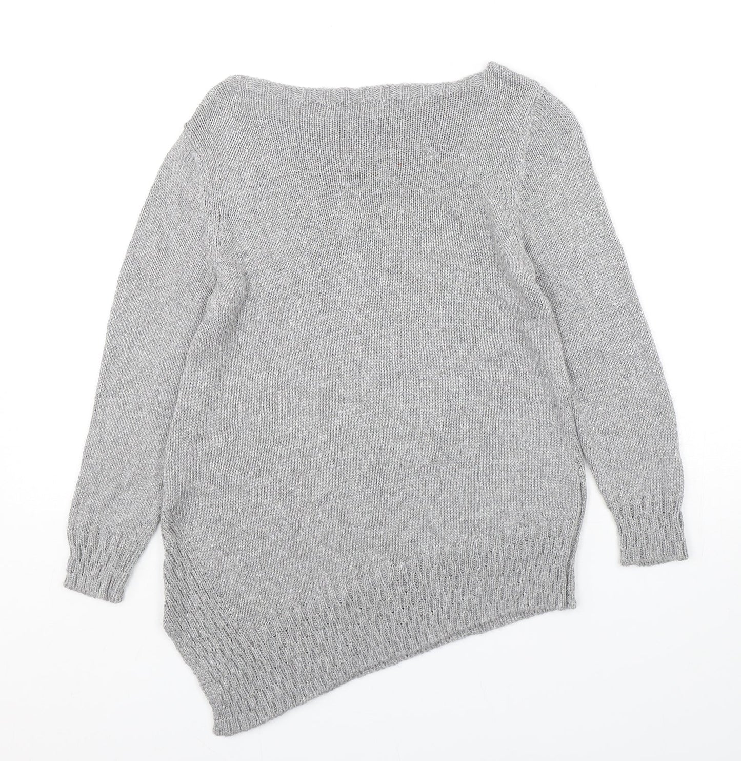 Marks and Spencer Womens Grey Round Neck  Viscose Pullover Jumper Size 8