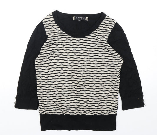 Principles  Womens Multicoloured Round Neck Striped Cotton Pullover Jumper Size 8