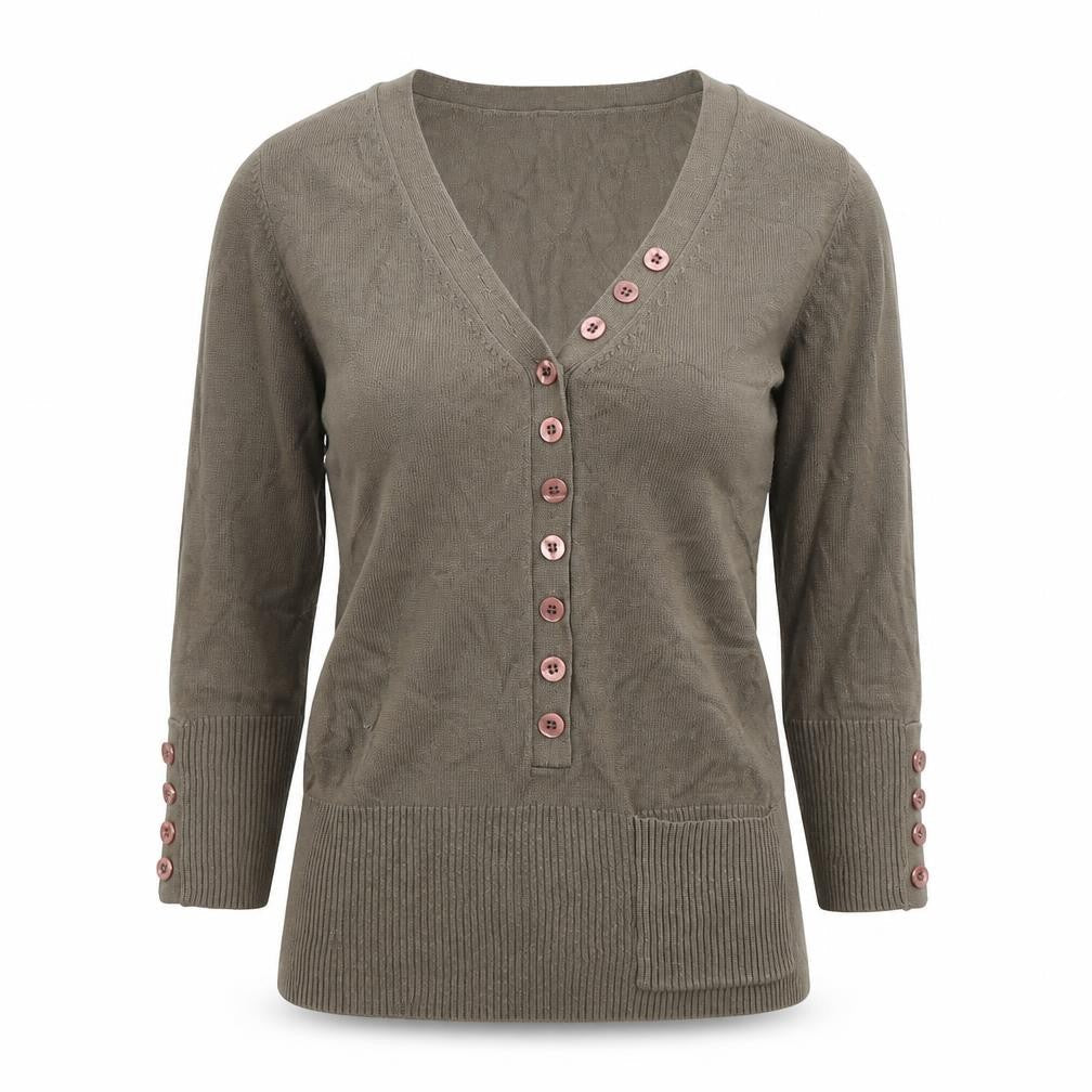 Part Two Womens Green V-Neck  Viscose Pullover Jumper Size S