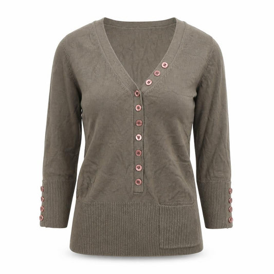 Part Two Womens Green V-Neck  Viscose Pullover Jumper Size S