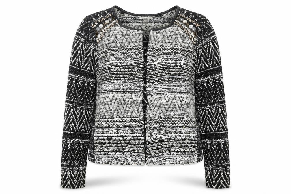 H&M Womens Multicoloured Round Neck Geometric Cotton Cardigan Jumper Size L