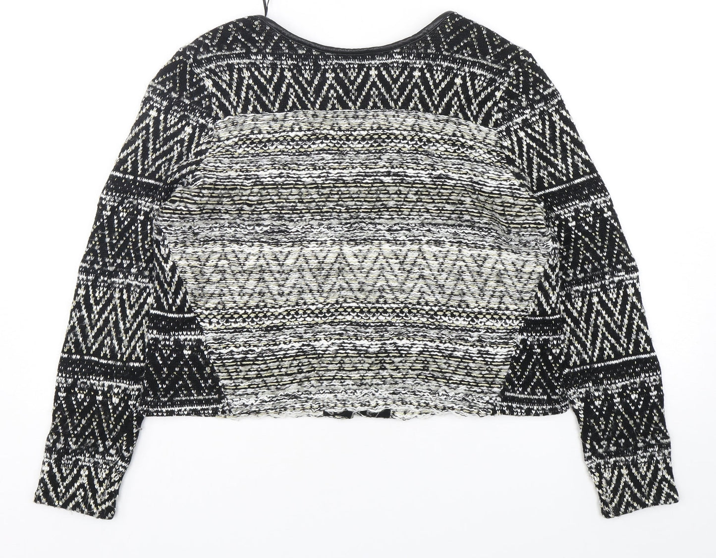 H&M Womens Multicoloured Round Neck Geometric Cotton Cardigan Jumper Size L