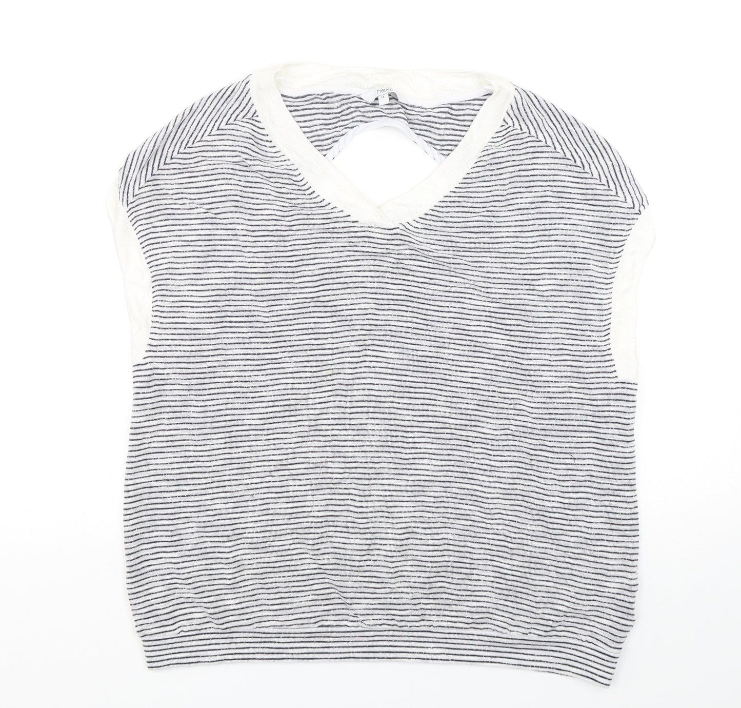 NEXT Womens Multicoloured V-Neck Striped Viscose Vest Jumper Size 14