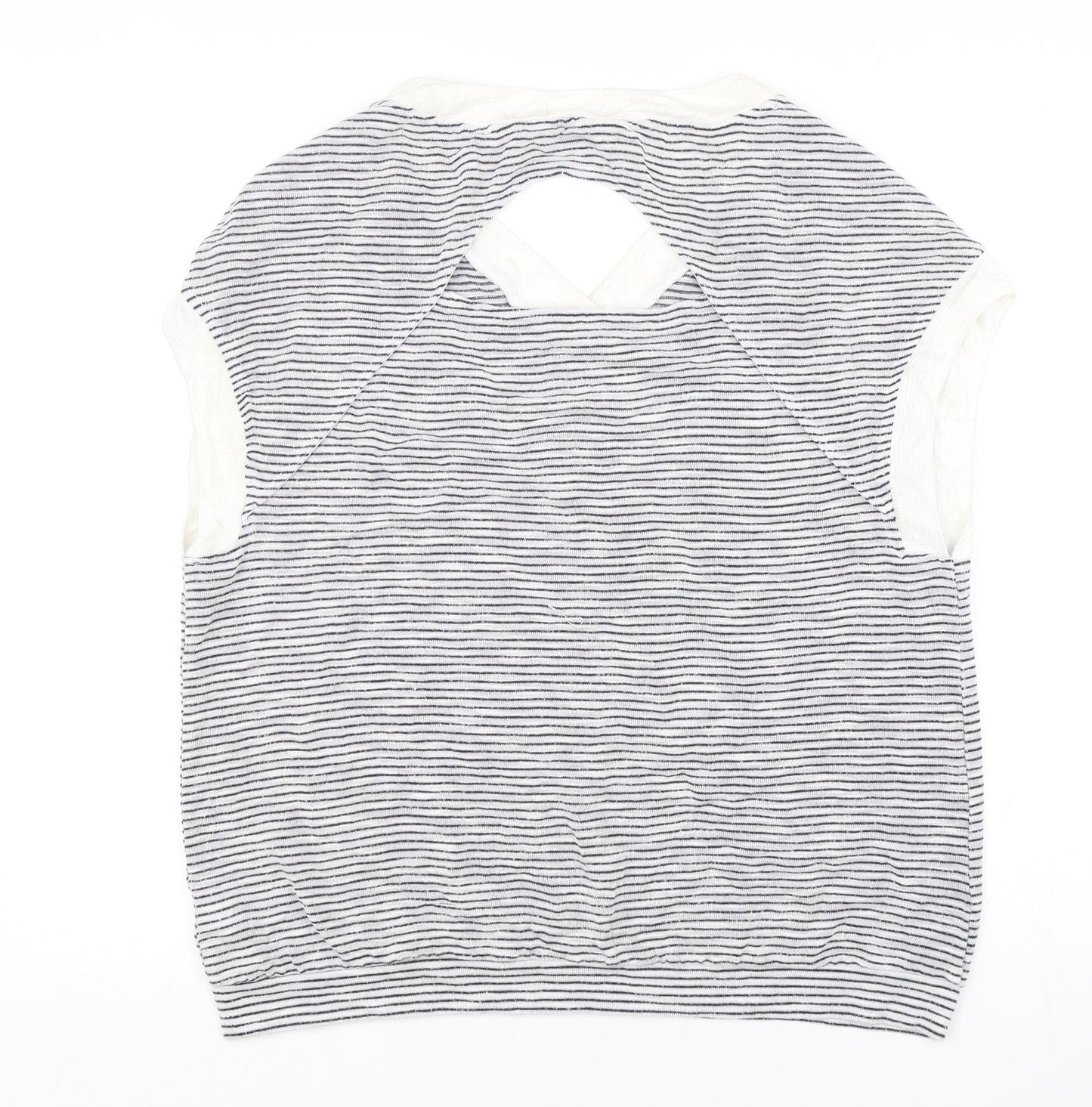 NEXT Womens Multicoloured V-Neck Striped Viscose Vest Jumper Size 14