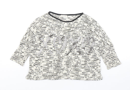 River Island  Girls Multicoloured Round Neck  Acrylic Pullover Jumper Size 9-10 Years