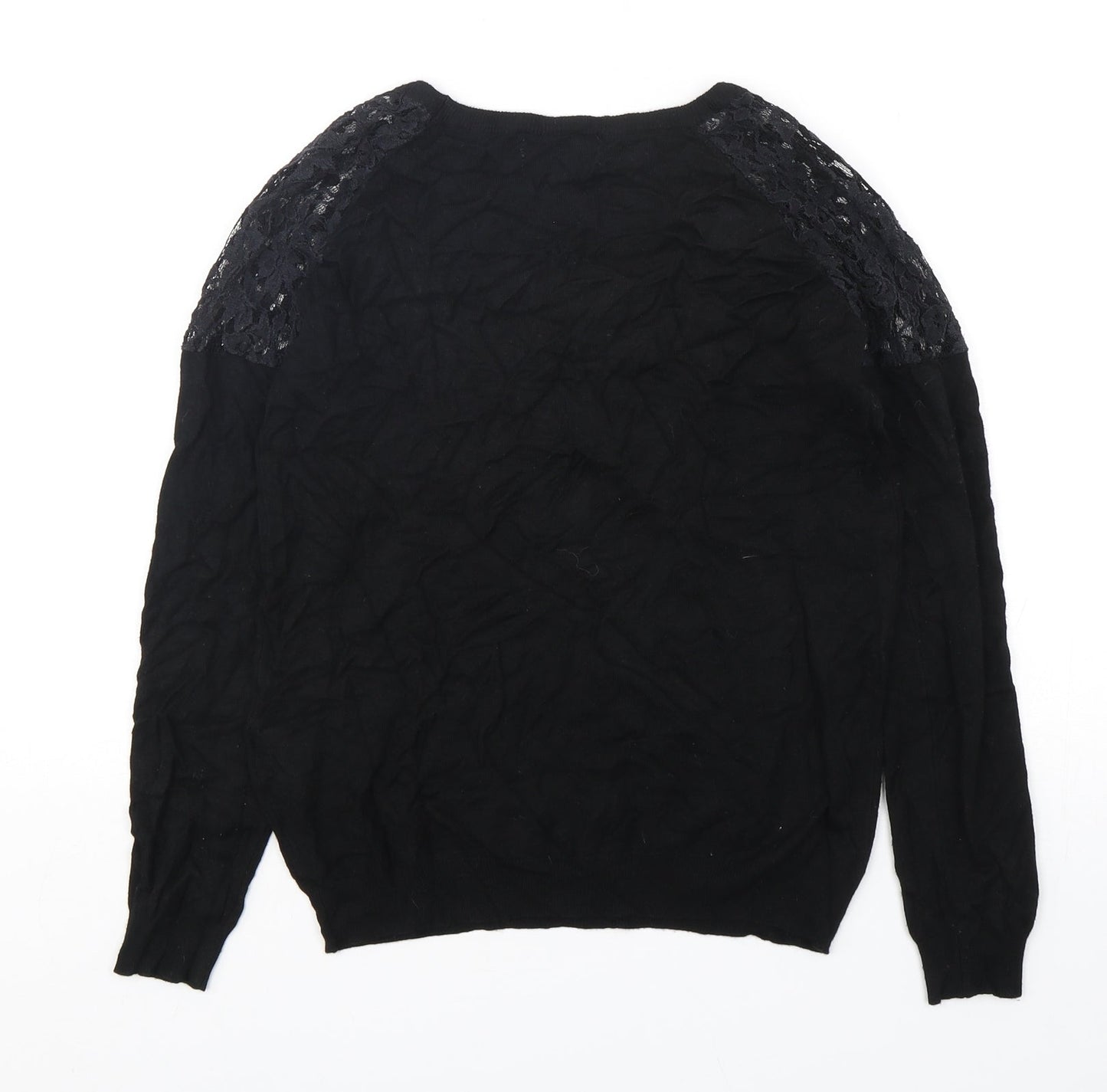 Select Womens Black Round Neck  Viscose Pullover Jumper Size 12