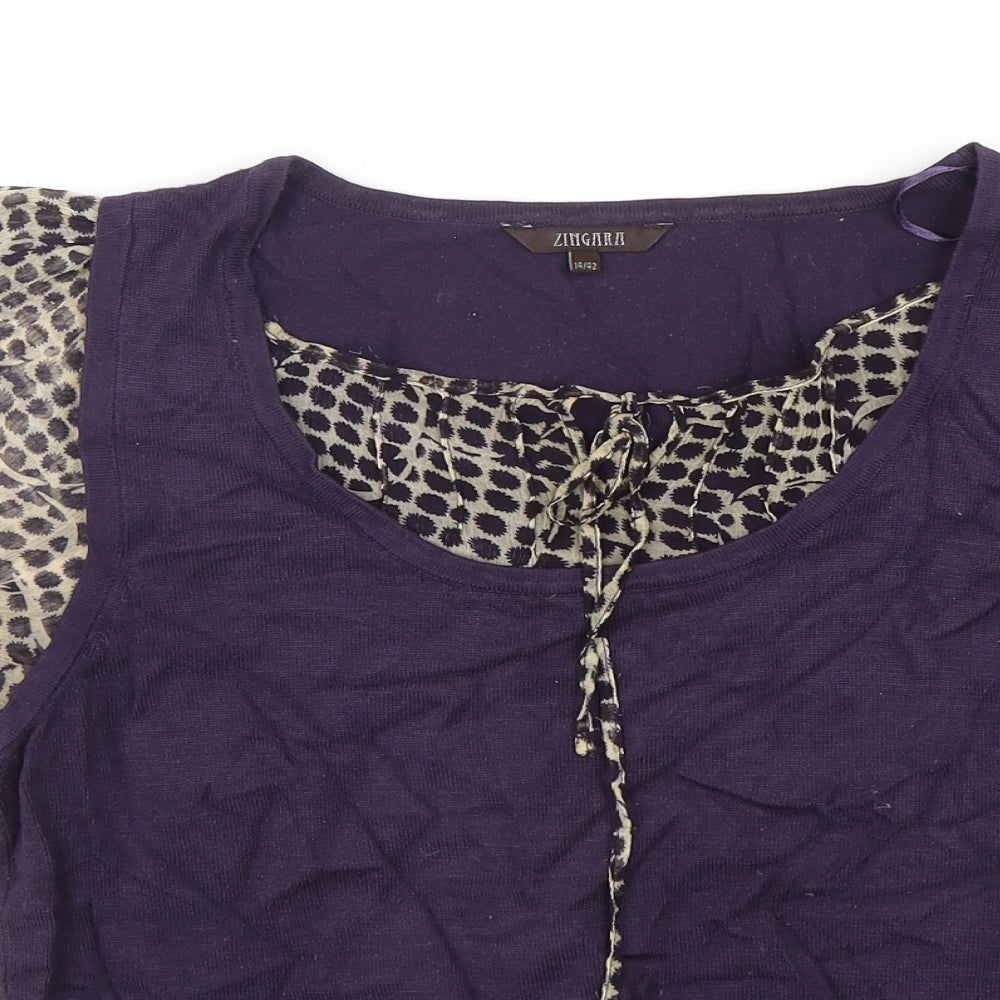 Zingara Womens Multicoloured Round Neck Animal Print Viscose Pullover Jumper Size 14