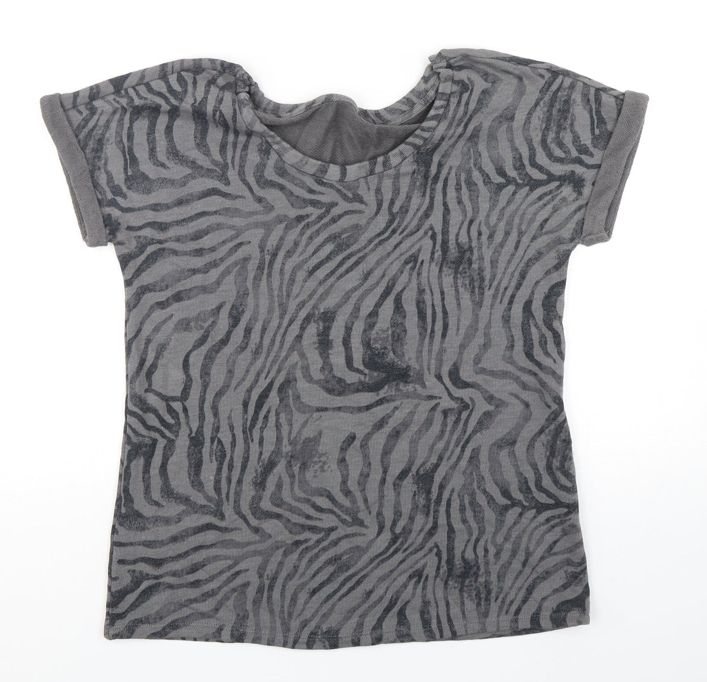 Marks and Spencer Womens Multicoloured Round Neck Animal Print Cotton Pullover Jumper Size 10