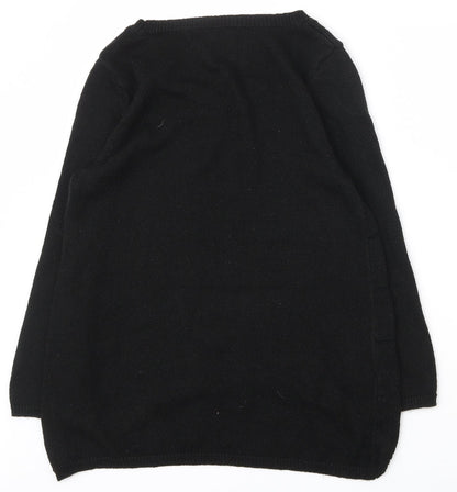 Next Womens Black Scoop Neck  Acrylic Pullover Jumper Size 10