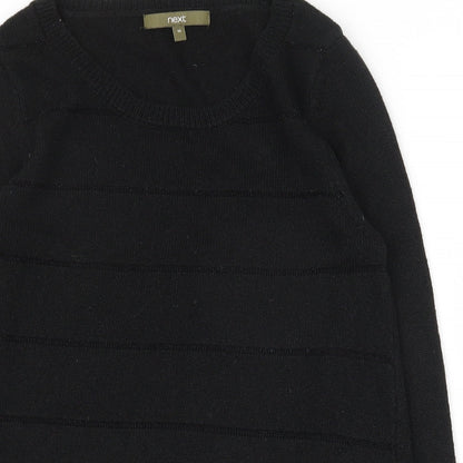 Next Womens Black Scoop Neck  Acrylic Pullover Jumper Size 10