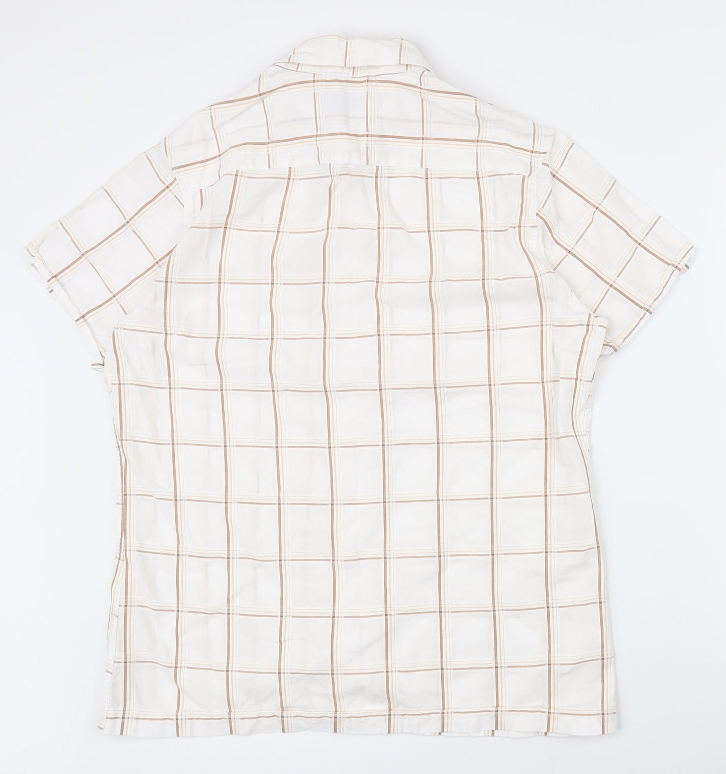 Burton Mens White Plaid Polyester  Button-Up Size M Collared Button