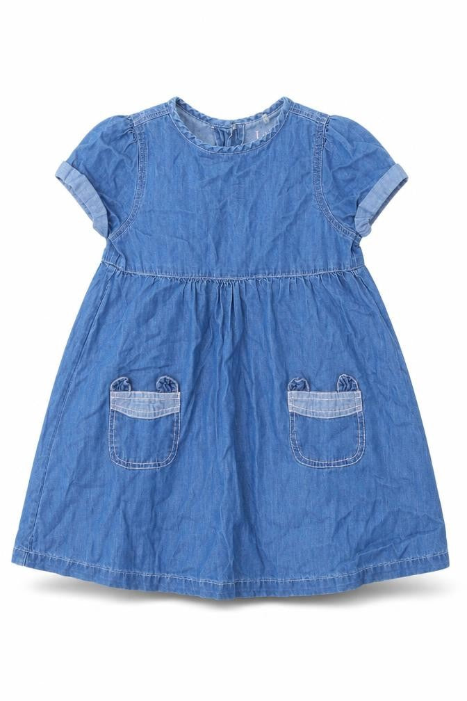 Lullaby Girls Blue  Cotton Trapeze & Swing  Size 18-24 Months  Round Neck Button