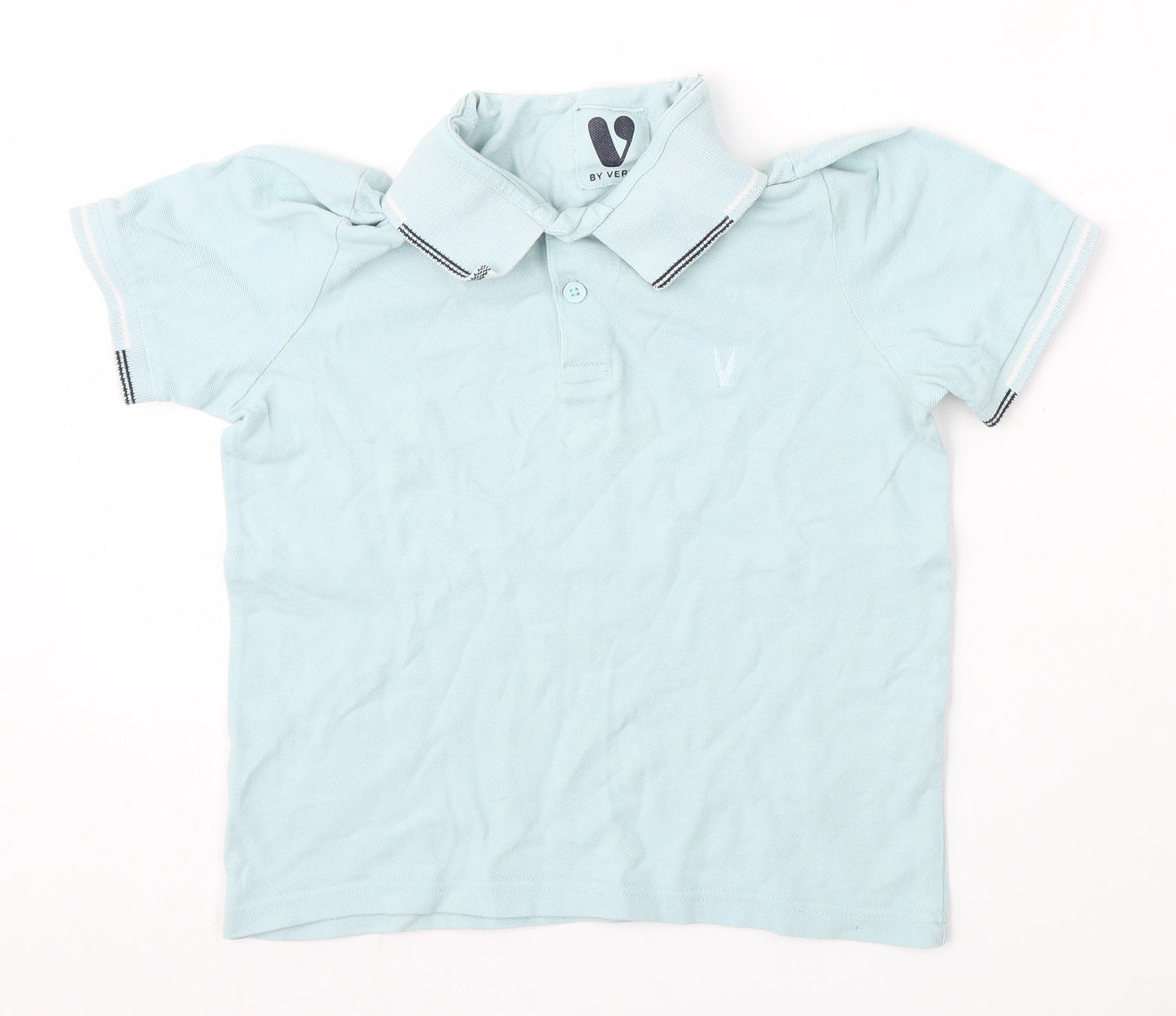 Very Boys Blue  Cotton Basic Polo Size 8 Years Collared Button