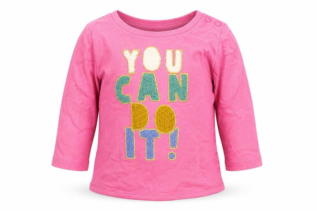 Primark Girls Pink  100% Cotton Basic T-Shirt Size 3-6 Months Round Neck Button