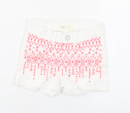 H&M Girls White  Cotton Boyfriend Shorts Size 3 Years  Regular Zip