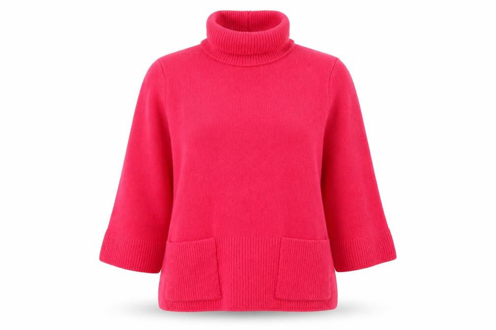 Savida Womens Pink Roll Neck  Acrylic Pullover Jumper Size M