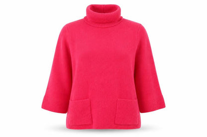 Savida Womens Pink Roll Neck  Acrylic Pullover Jumper Size M