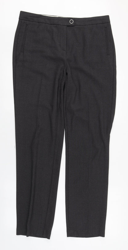 Marks & Spencer Womens Grey  Polyester Trousers  Size 16 L32 in Regular Zip