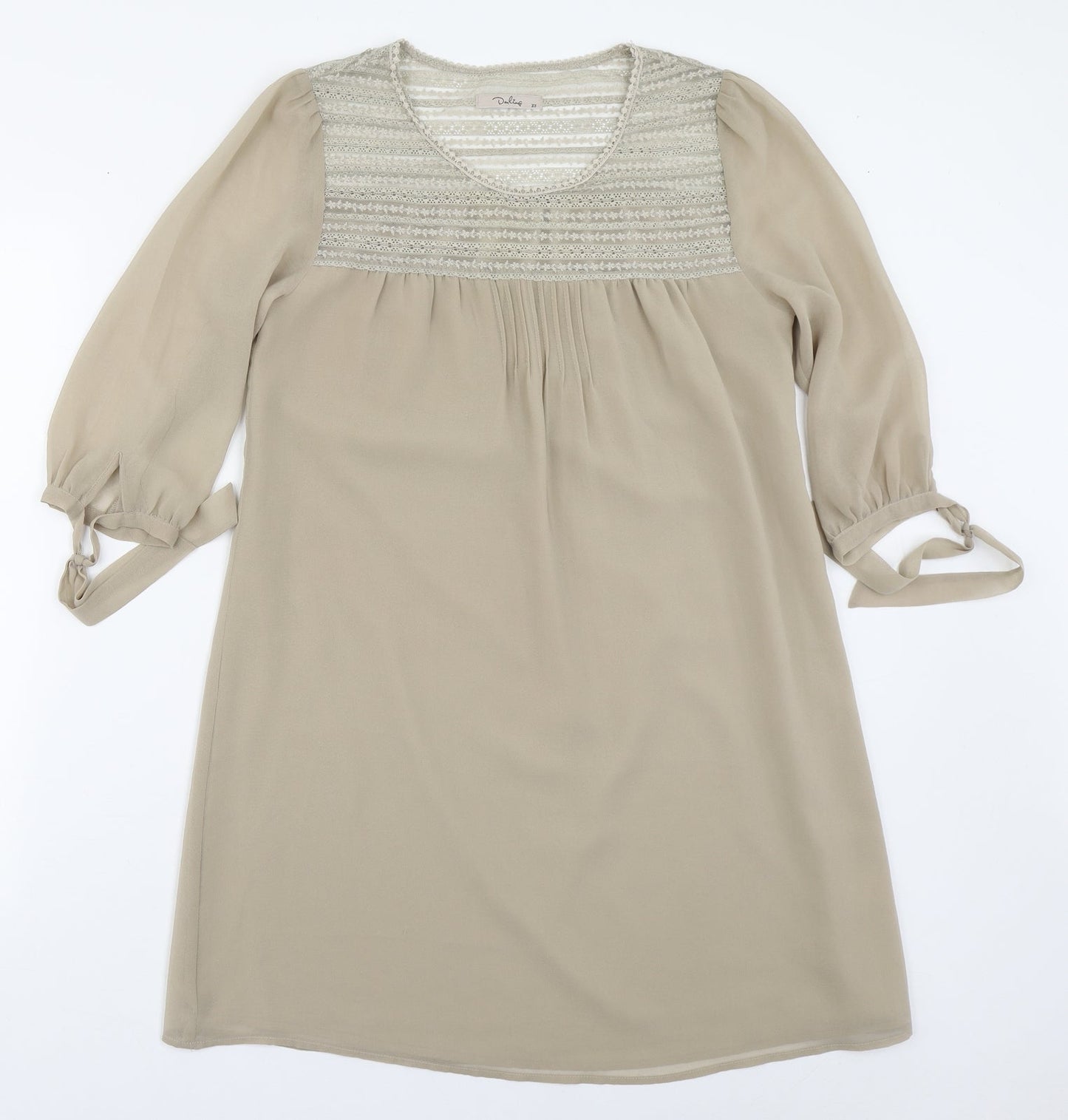 Darling Womens Beige  Polyester Basic Blouse Size XS Scoop Neck