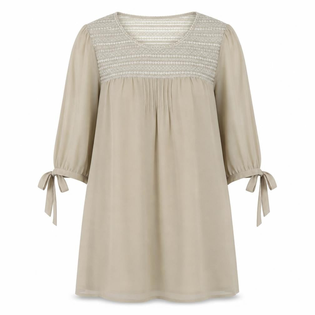 Darling Womens Beige  Polyester Basic Blouse Size XS Scoop Neck