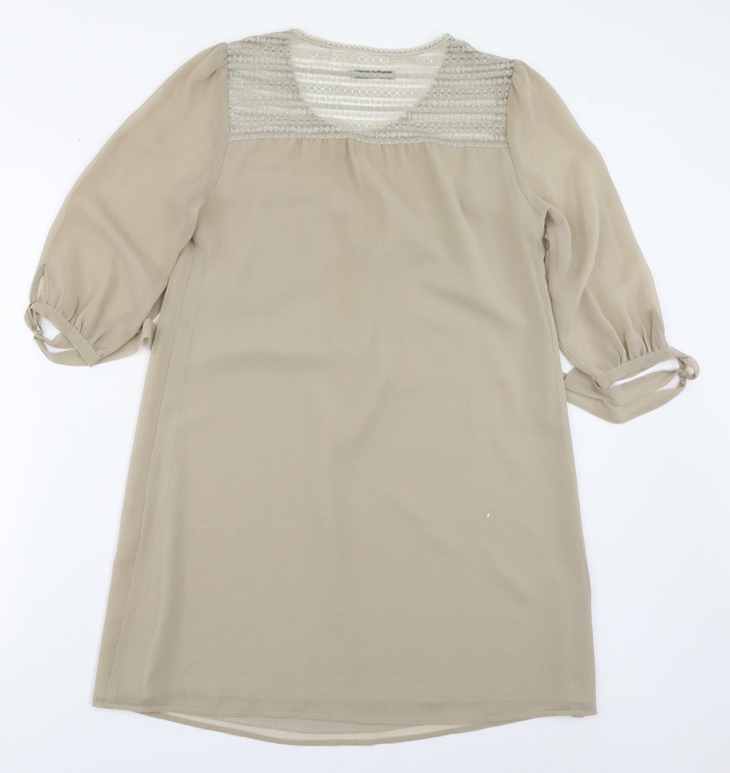 Darling Womens Beige  Polyester Basic Blouse Size XS Scoop Neck
