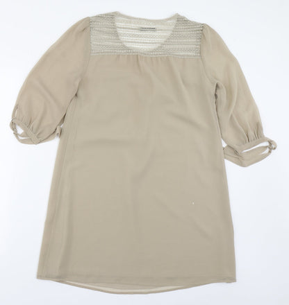 Darling Womens Beige  Polyester Basic Blouse Size XS Scoop Neck