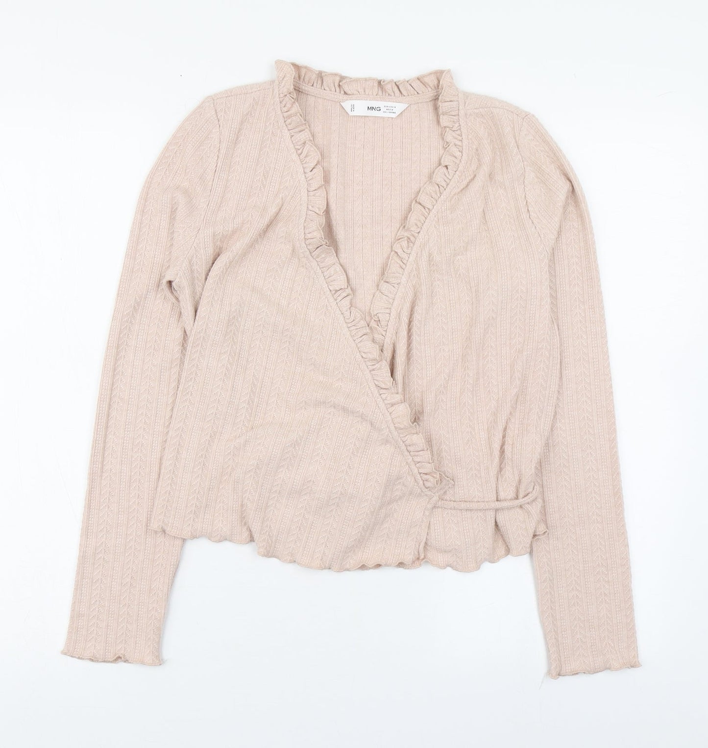 MNG Womens Pink  Polyester Basic Blouse Size M V-Neck