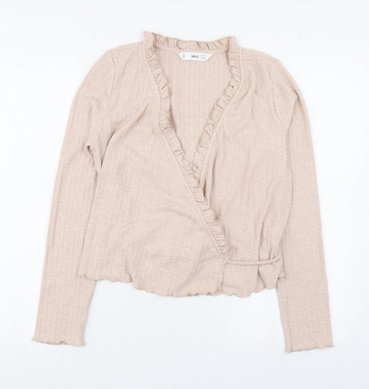 Mango Womens Pink  Polyester Basic Blouse Size M V-Neck