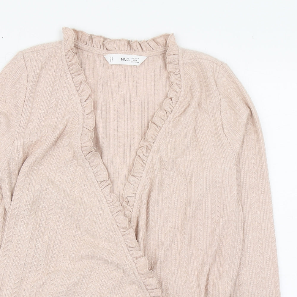 MNG Womens Pink  Polyester Basic Blouse Size M V-Neck