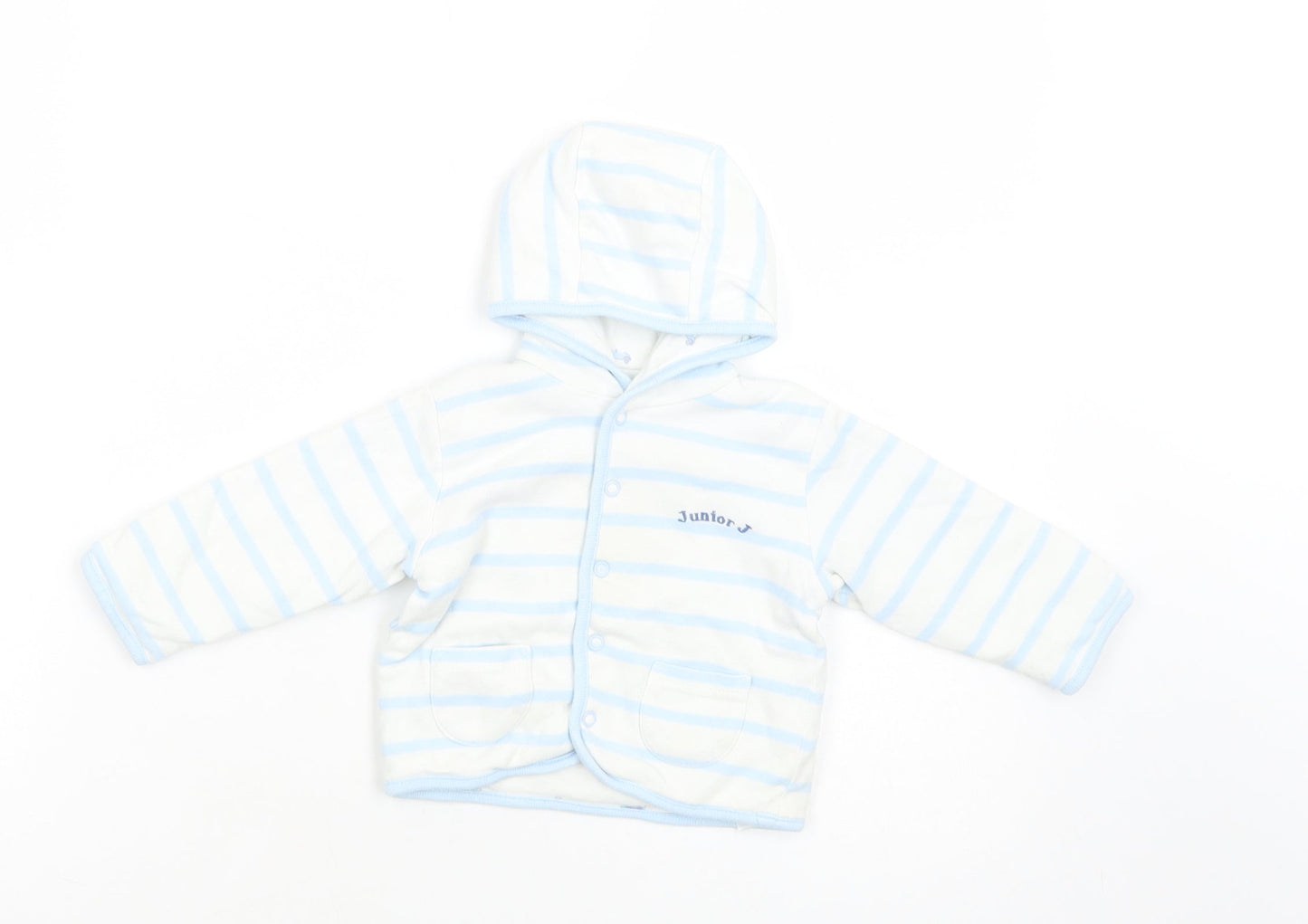 Debenhams Baby White Striped  Basic Jacket Jacket Size 6-9 Months   Snap