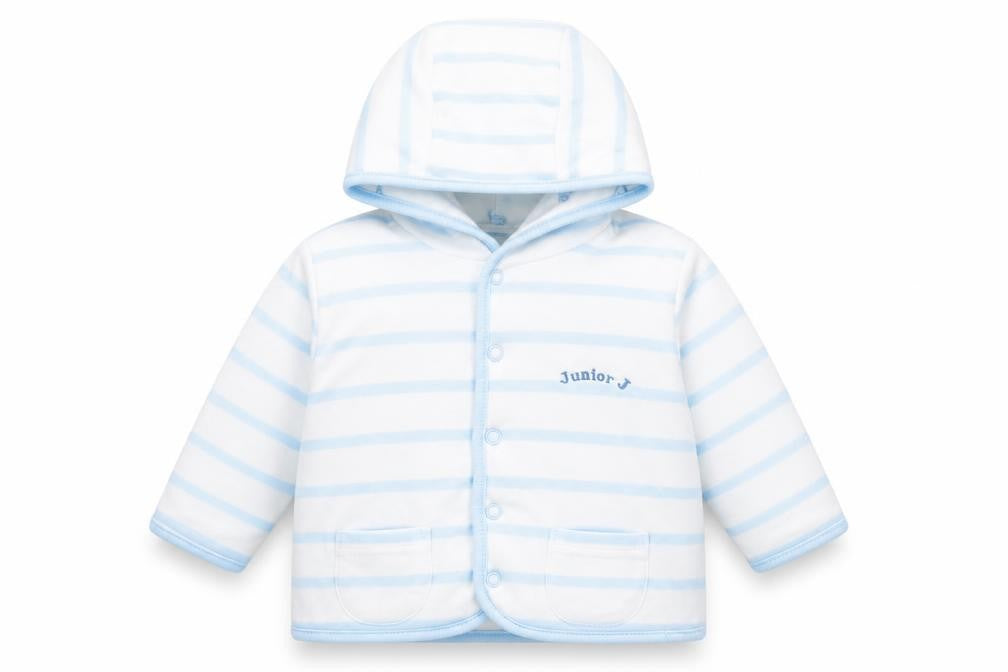 Debenhams Baby White Striped  Basic Jacket Jacket Size 6-9 Months   Snap