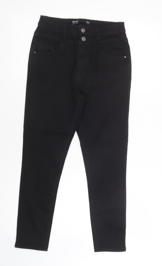 Dunnes Stores Womens Black  Cotton Skinny Jeans Size 10 L26 in Regular Button