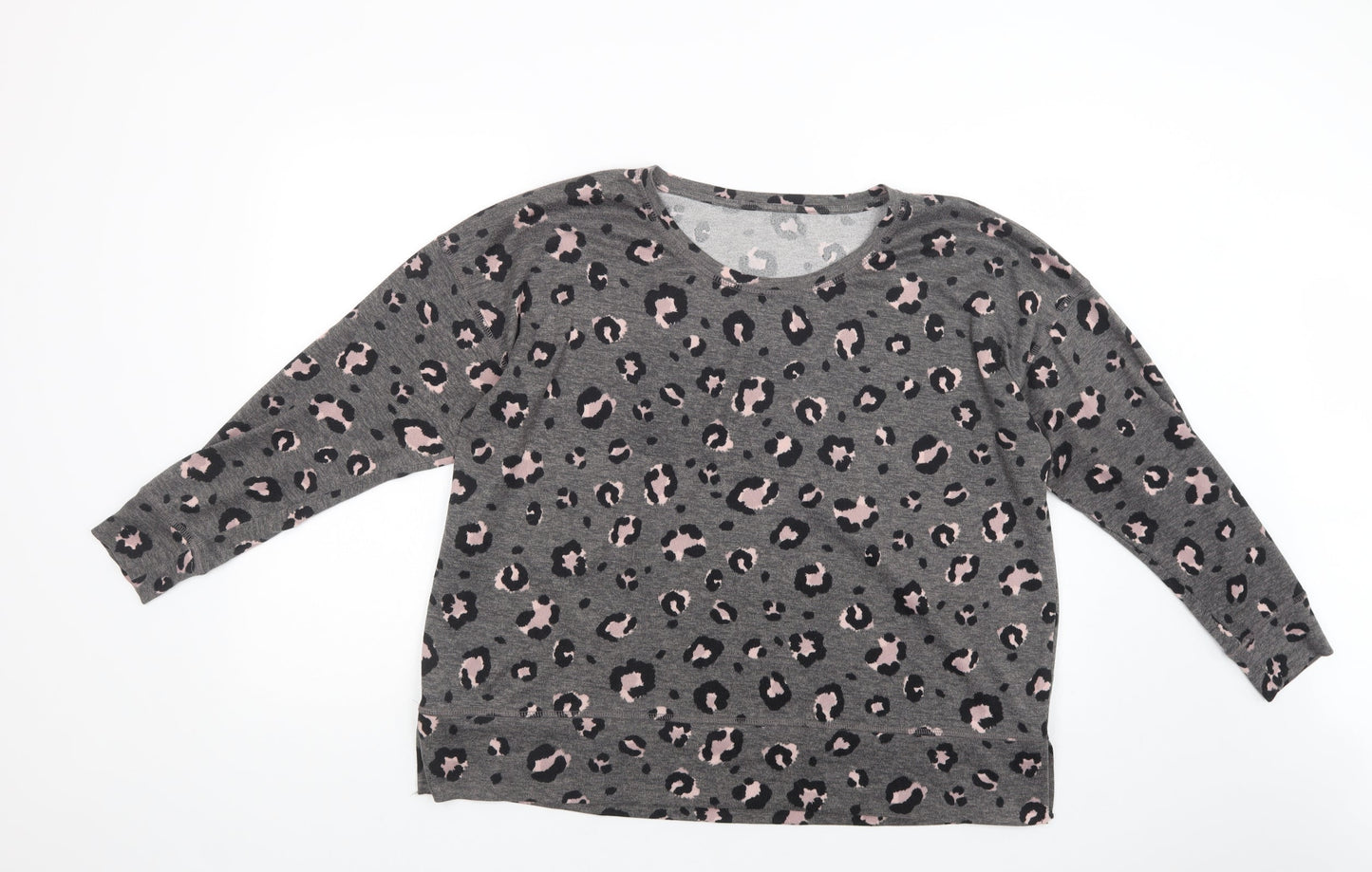 Dunnes Stores Womens Grey Boat Neck Animal Print Polyester Pullover Jumper Size L