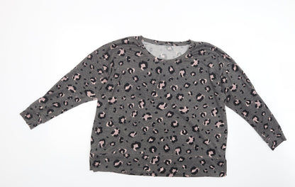 Dunnes Womens Grey Boat Neck Animal Print Polyester Pullover Jumper Size L