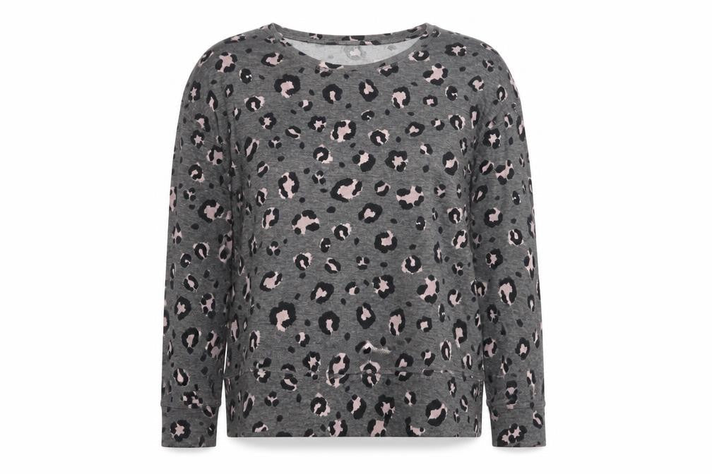 Dunnes Stores Womens Grey Boat Neck Animal Print Polyester Pullover Jumper Size L