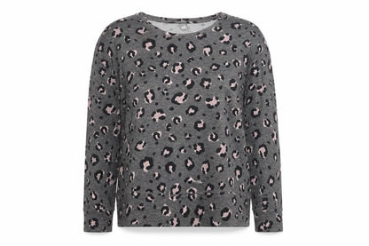 Dunnes Womens Grey Boat Neck Animal Print Polyester Pullover Jumper Size L